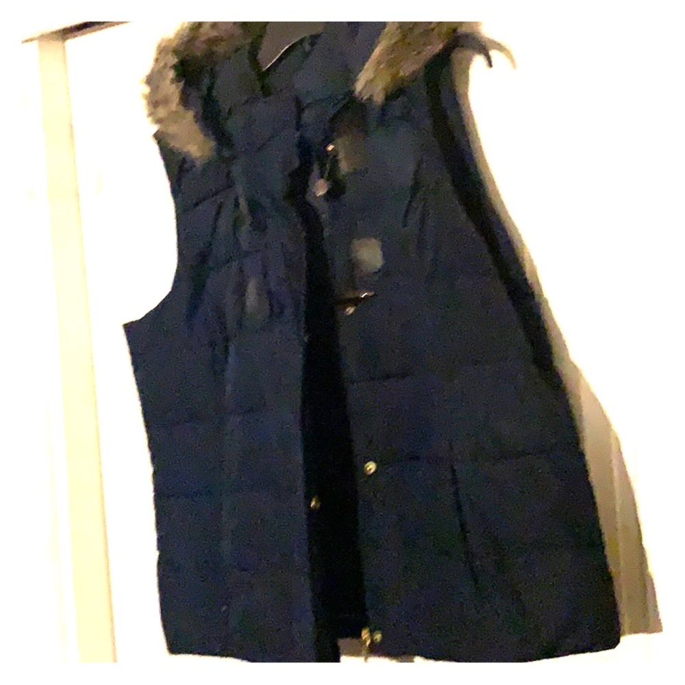 Navy blue fur vest